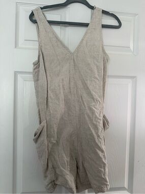 Beige V-Neck Women's Romper